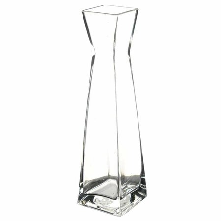 RED POMEGRANATE COLLECTION 12 in. Verre Glass Square Vase, Clear 1155-0